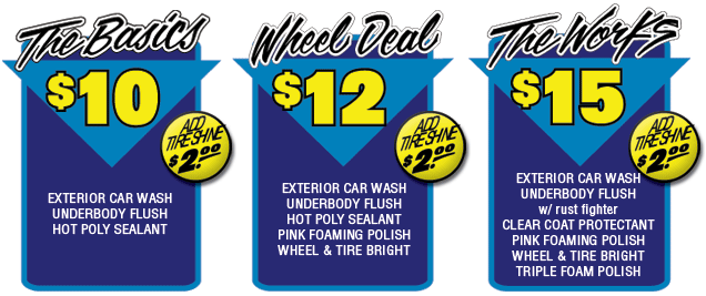 Softtouch Car Wash Menu